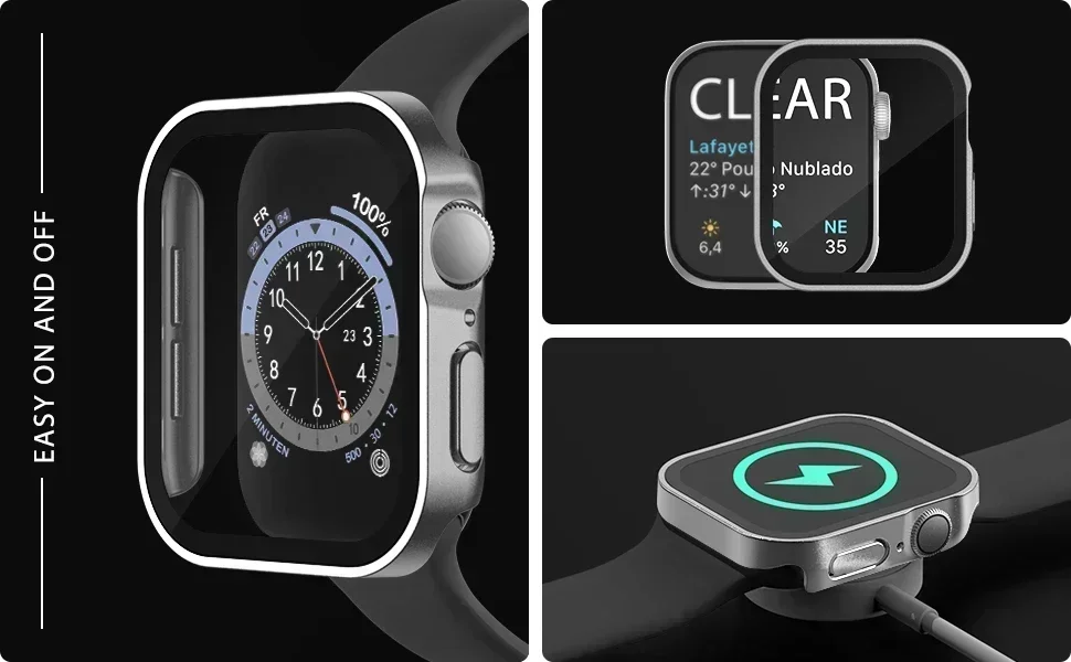 Displayschutzfolie für Apple Watch 10 Gehäuse 46 mm 42 mm 45 mm 44 mm 41 mm 40 mm 44 PC-Stoßstangenabdeckung aus gehärtetem Glas Serie 7 8 9 SE 6 5 4 – Detail 4