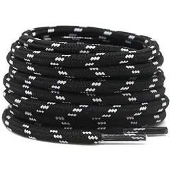 Durable Hiking and Work Boot Shoe Laces - 2 Pairs, Heavy - Duty 4.5mm Round Laces - 160cm (Black white)