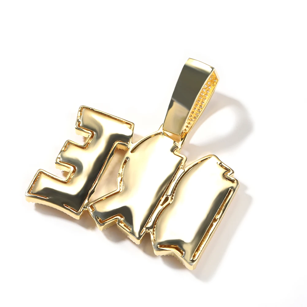 UWIN Two Tone Customized Name Pendant for Women Iced Out CZ Pave Setting Personalized Letter Pendant Necklace Fashion Jewelry