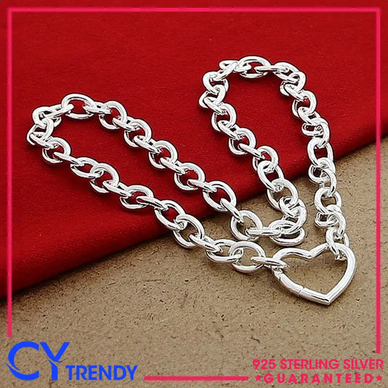 Enduring Elegance 925 Sterling Silver Heart Pendant Necklaces Chain Jewelry