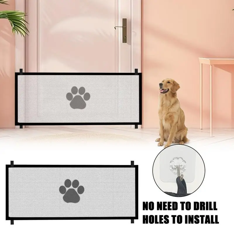 Puerta de seguridad expandible para mascotas, plegable, para interiores y exteriores. Fácil instalación.