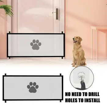 Puerta de seguridad expandible para mascotas, plegable, para interiores y exteriores. Fácil instalación.