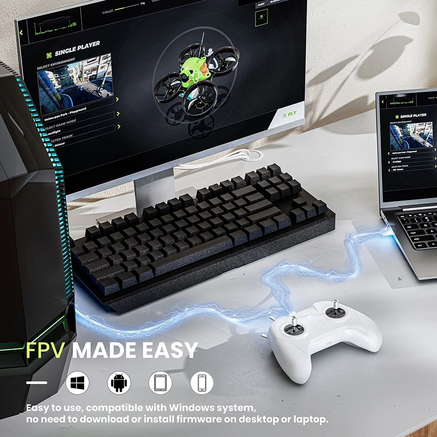 For DRONE S8 White Flight Simulator Controller Handle FPV Game Accessories