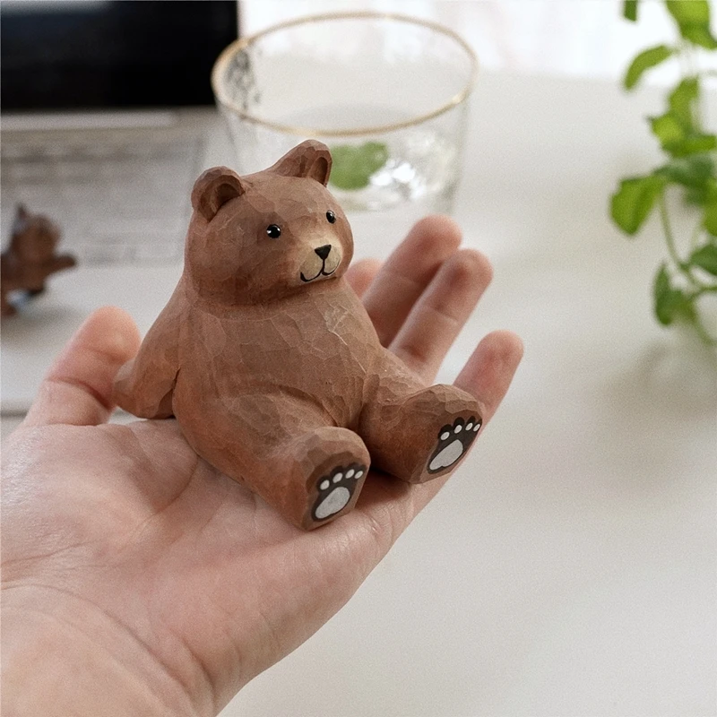 Mobile ours brun en bois, fait main