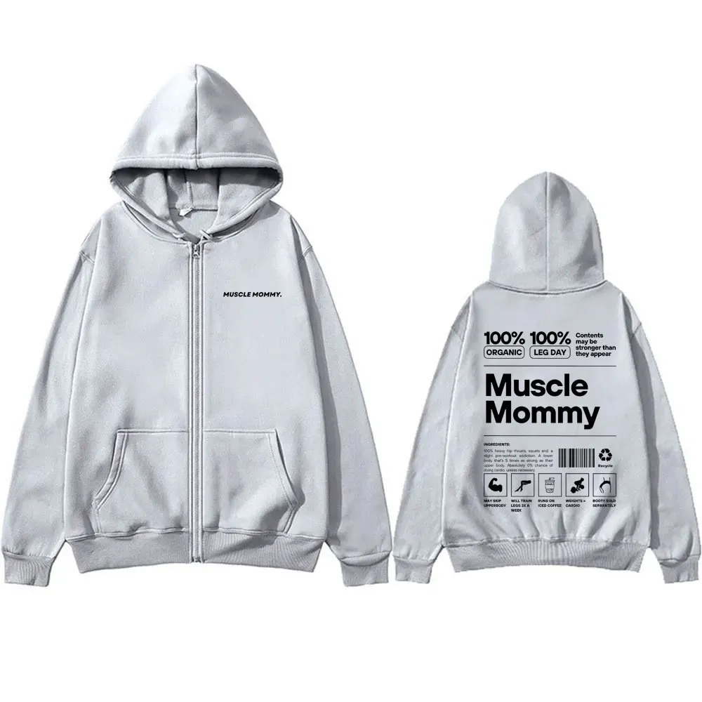 Muscle Mommy Gym Pump Cover Print Zipper Hoodie Men Women Funny Fitness Workout Bodybuilding Zip Up Jacket Male Oversize Hoodies