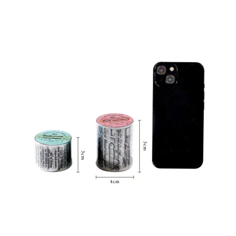 1Roll Tape Transparent Seal Simple Basic Collage Fastener Time Book Draft Series Vintage English Supplies Scrapbook 50MM*2M 6