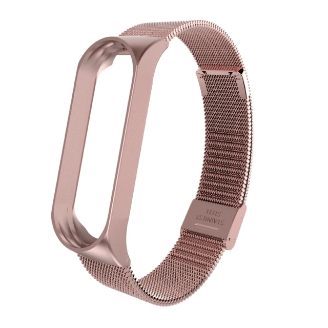 Strap For Xiaomi Mi Band 6 4 5 Wrist Metal Bracelet Screwless Stainless Steel MIband for Mi Band 4 3 5 Strap Wristbands Pulseira Rose pink