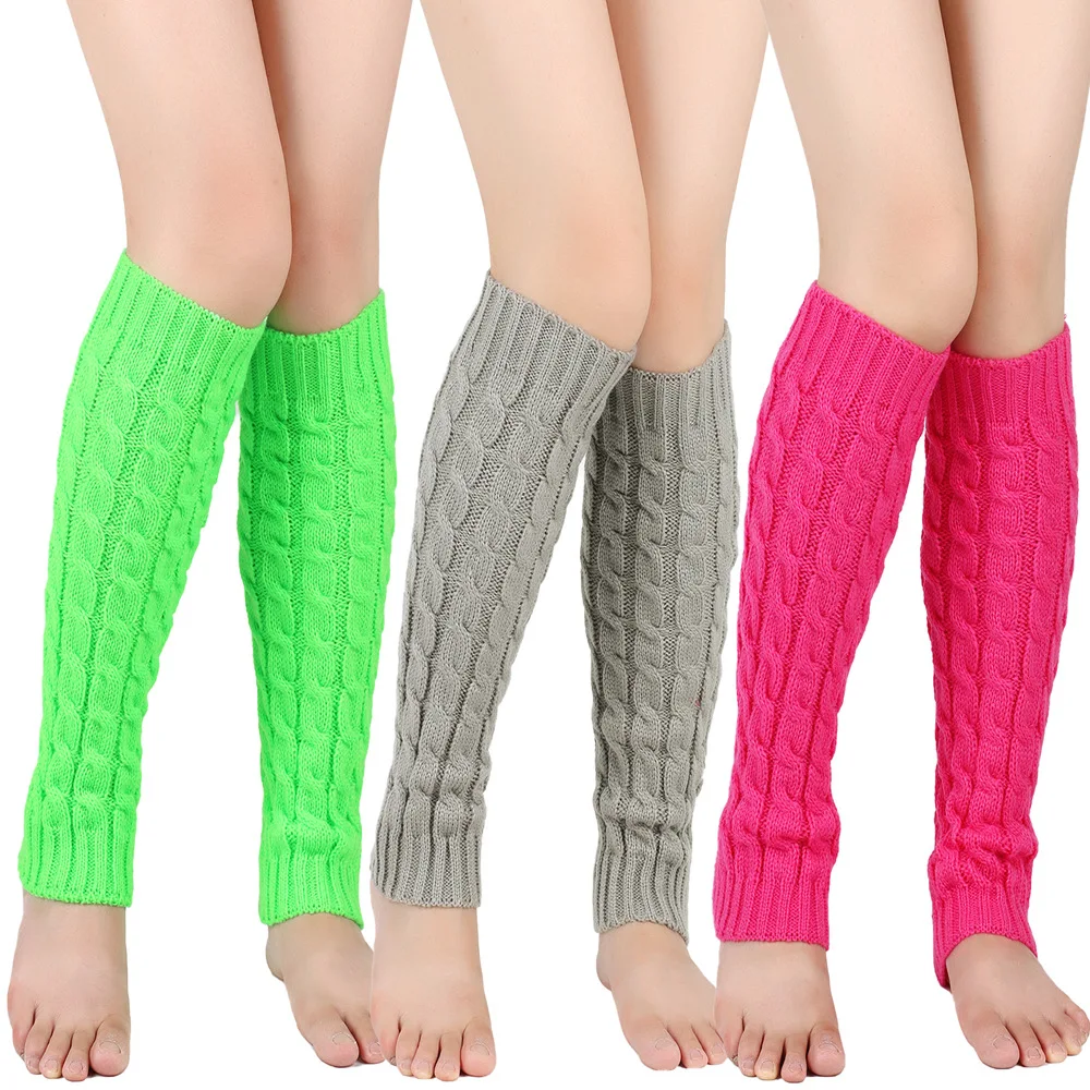 Winter Woman Leg Warmers Lolita Black Knee Warmers Long Socks Candy Color JK Knitted Girl Warm High Boot Stockings Leggings
