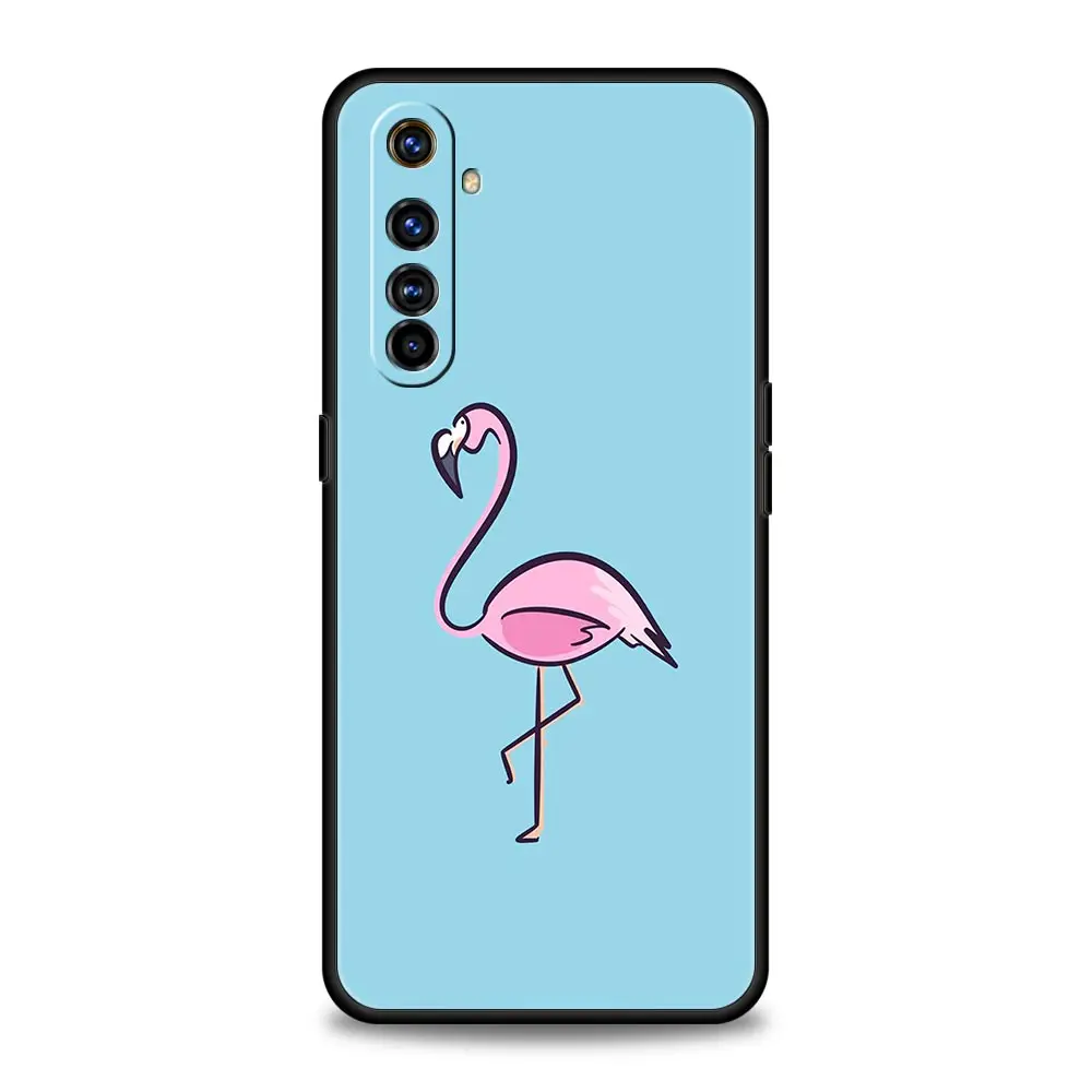 Pink Red Flamingo Soft Silicone Phone Case - Stylish Black Cover