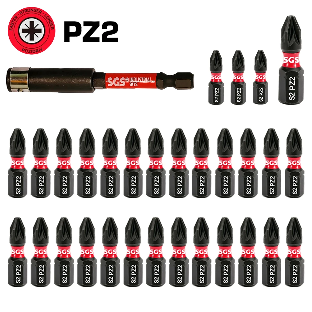 S2 합금강 Pz2 포지드라이브 비트 1인치 25mm 내충격성 전동 드라이버 비트..