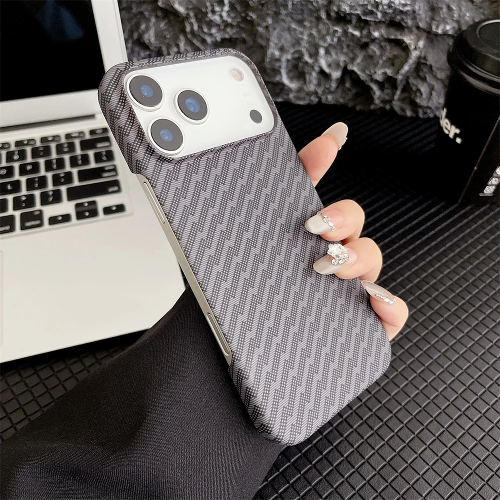 Sleek Carbon Fiber Kevlar Texture Phone Case, Enhanced Protective Cover