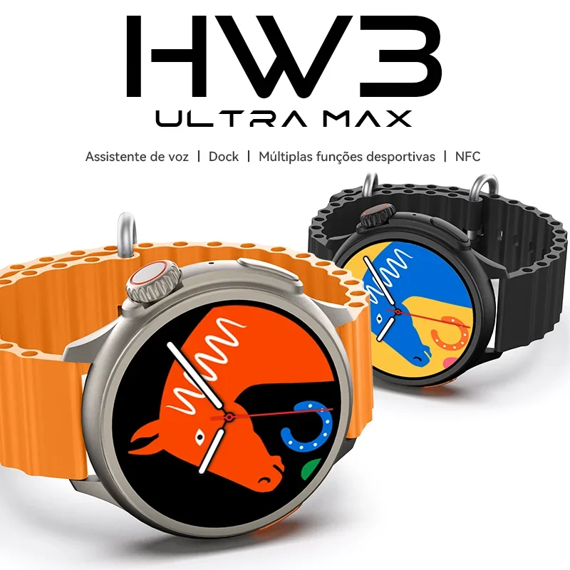 

HW3 Ultra Max Round Smart Watch Men 1.52 Inch HD Screen Bluetooth Calls APP Information Display Custom Wallpaper NFC Function