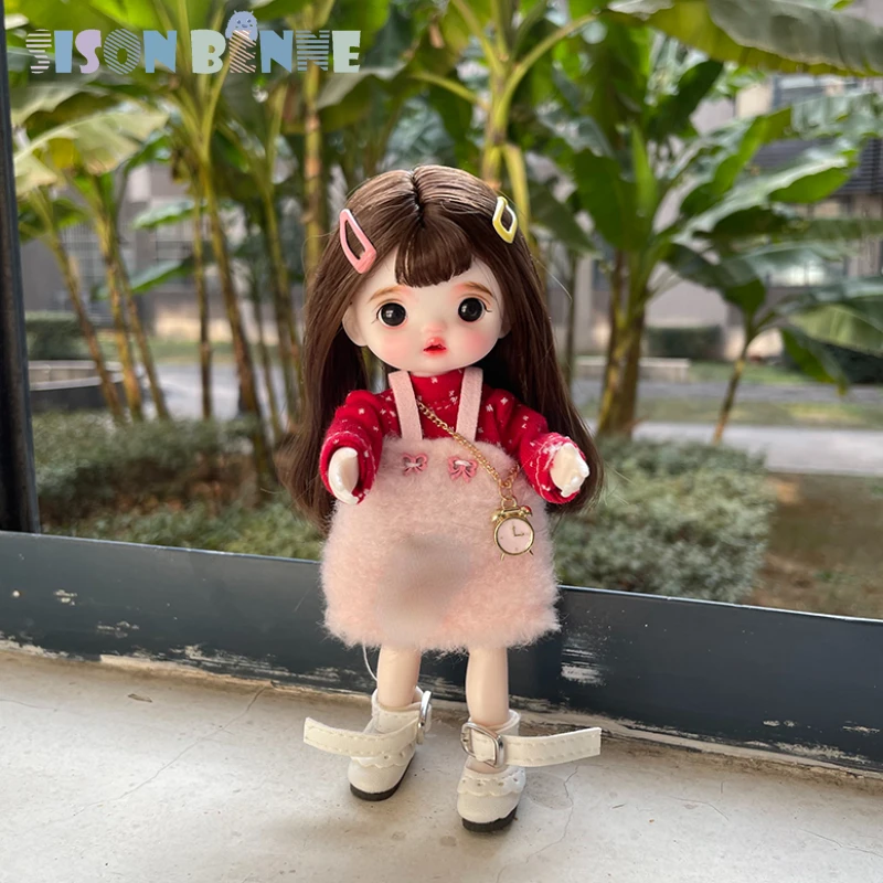 

SISON BENNE 16cm Height Doll 1/2 BJD Doll Toy with Handpainted Makeup Moveable Wigs Lifelike Kids Toys