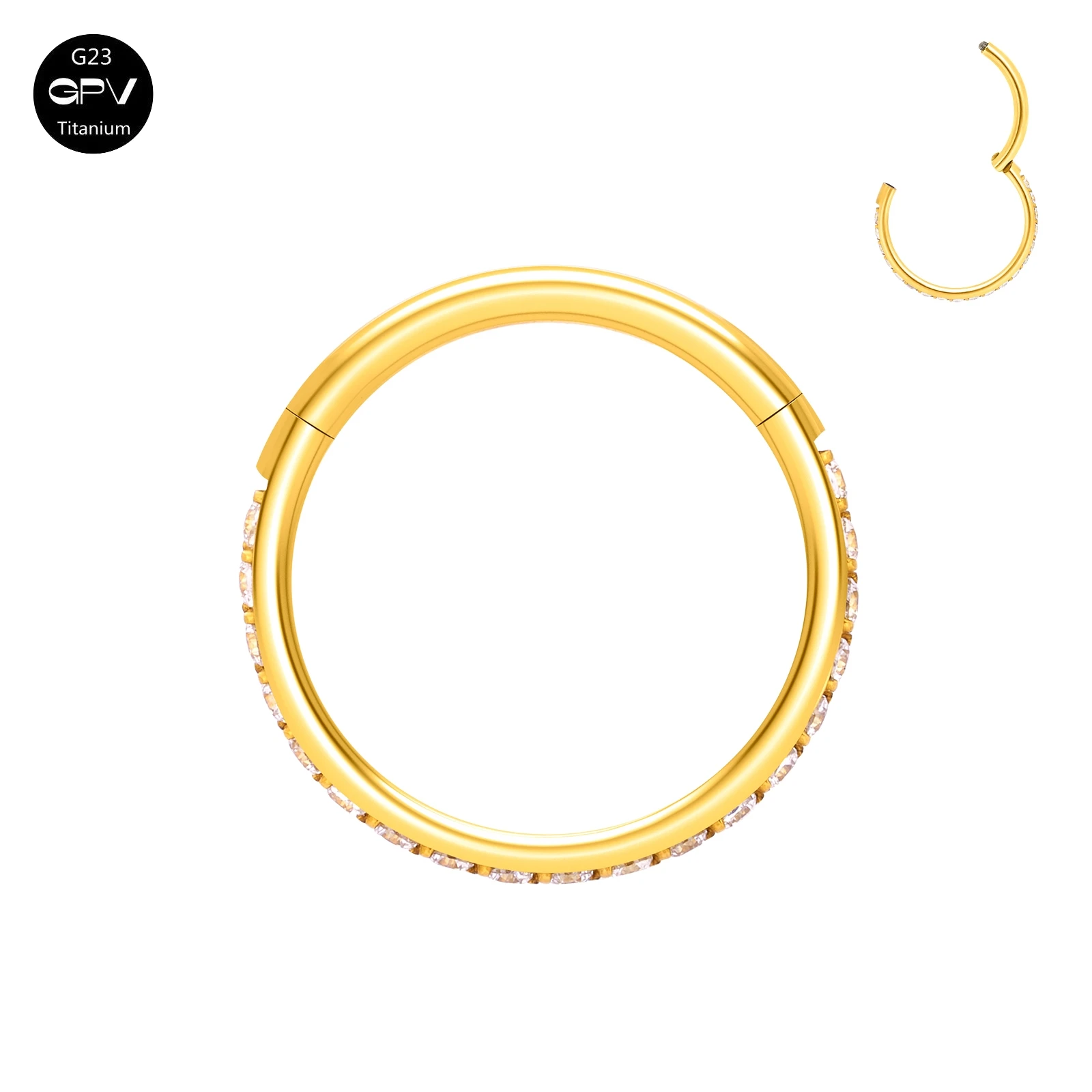 G23 Titanium Nose Ring Side Inlaid Zircon Perforated Jewelry Unisex Punk Nose Jewelry Earrings 10PCS