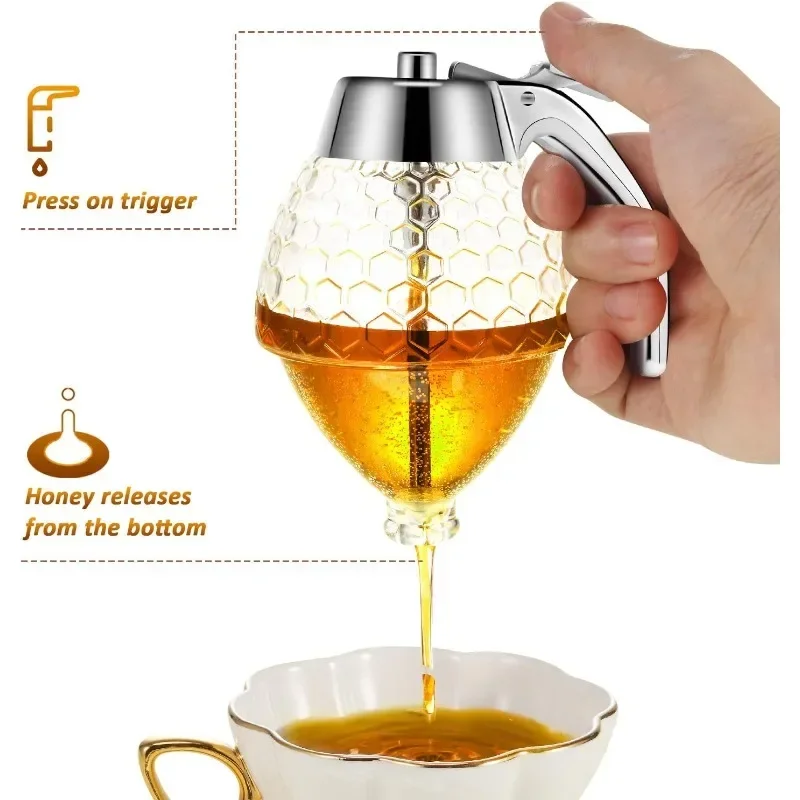 Acrylic Honey Dispenser Honey Jar Honey Pot Storage Containers Clear Syrup Jar Storage Bottle Kitchen Tools Portable Storage Pot 3