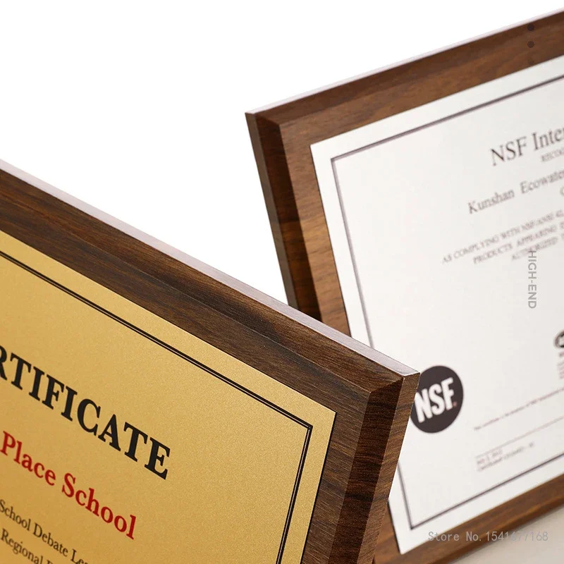 Customized Metal Aluminum Sheet, Gold and Silver Medal Honor, Production Plaque, Home Decoration, Wooden Certificate Trophy, 1Pc