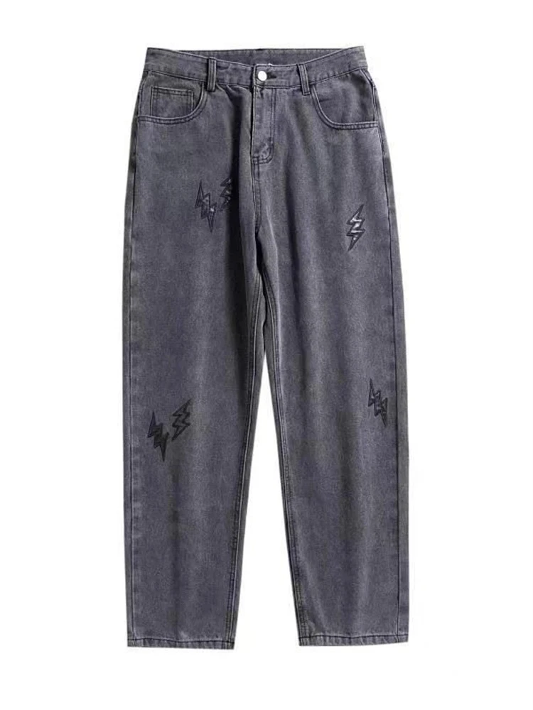 Wide Leg Cargo Pants American Hiphop Jeans Men's Retro Smoke Gray y2k Pants Man Unisex Streetwear Baggy Jeans Korean Clothing