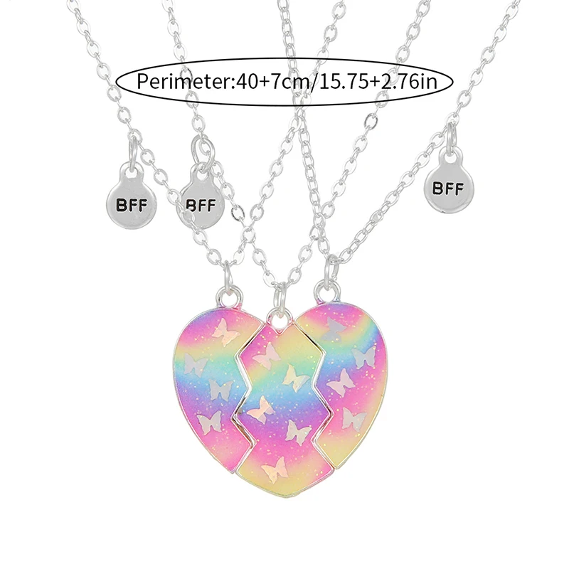 Bff Charms For 13 3Pcs/set Rainbow Butterfly Glitter Peach Heart
