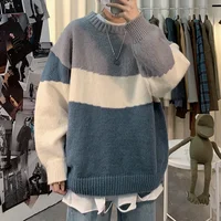 Vintage Knitted Sweater For Men Autumn/winter Loose-fit Unique Trendy Top Hong Kong Style Clothing