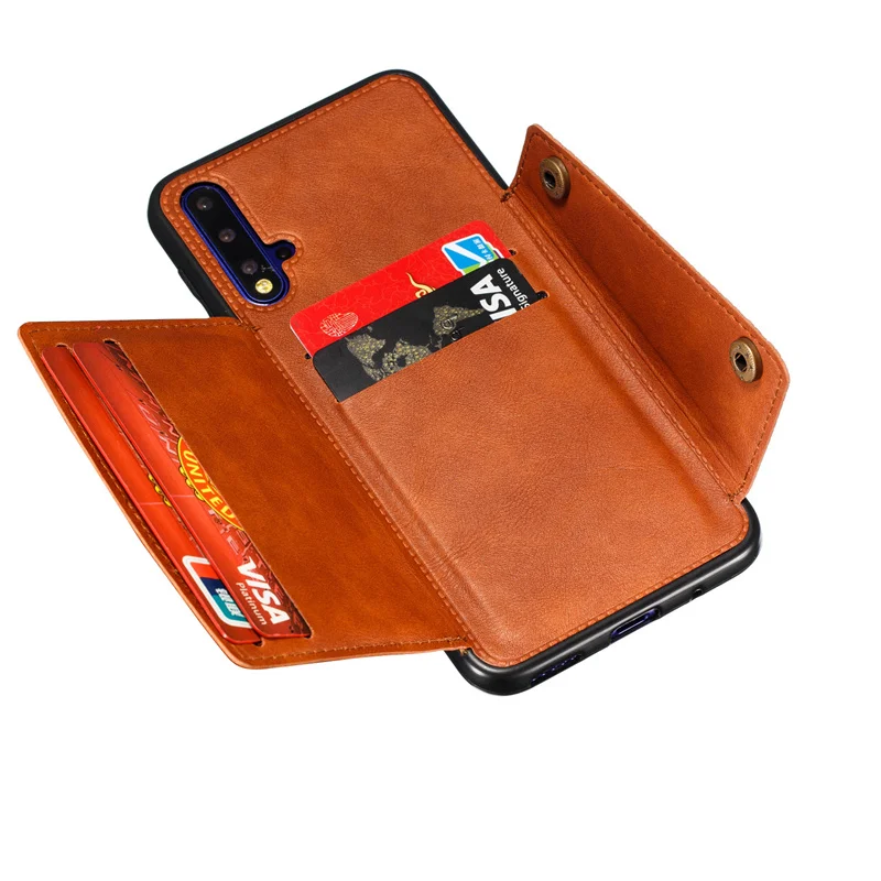 Premium PU Leather Wallet Shockproof Case with Magnetic Car Holder and Multi-Card Slots