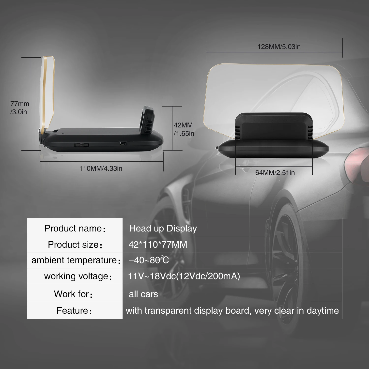 GEYIREN-C1 OBD2 HUD ڵ  ÷ GPS ׺̼ ,  ӵ ,  , KMH, MPH ÷  ÷