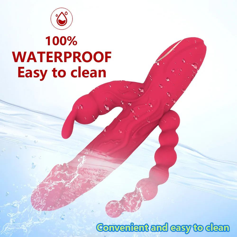 Rabbit Vibrator Clitoris Stimulator 3 in 1 G-Spot Dildo Penis Anal Double Penetration Female Masturbator Sex Toys for Woman 18+