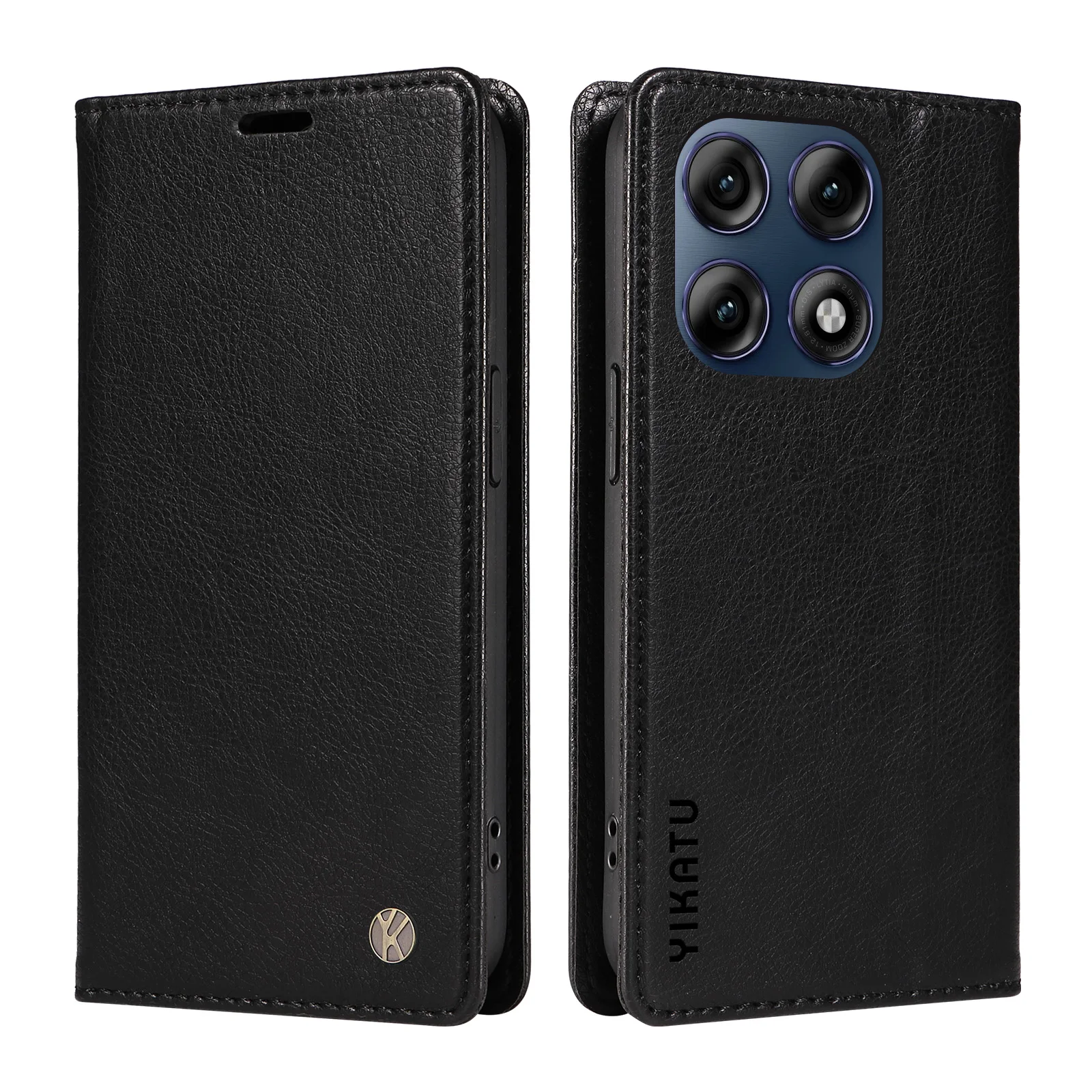 Elegant Leather Wallet Magnetic Flip Case with Lychee Grain Card Holder