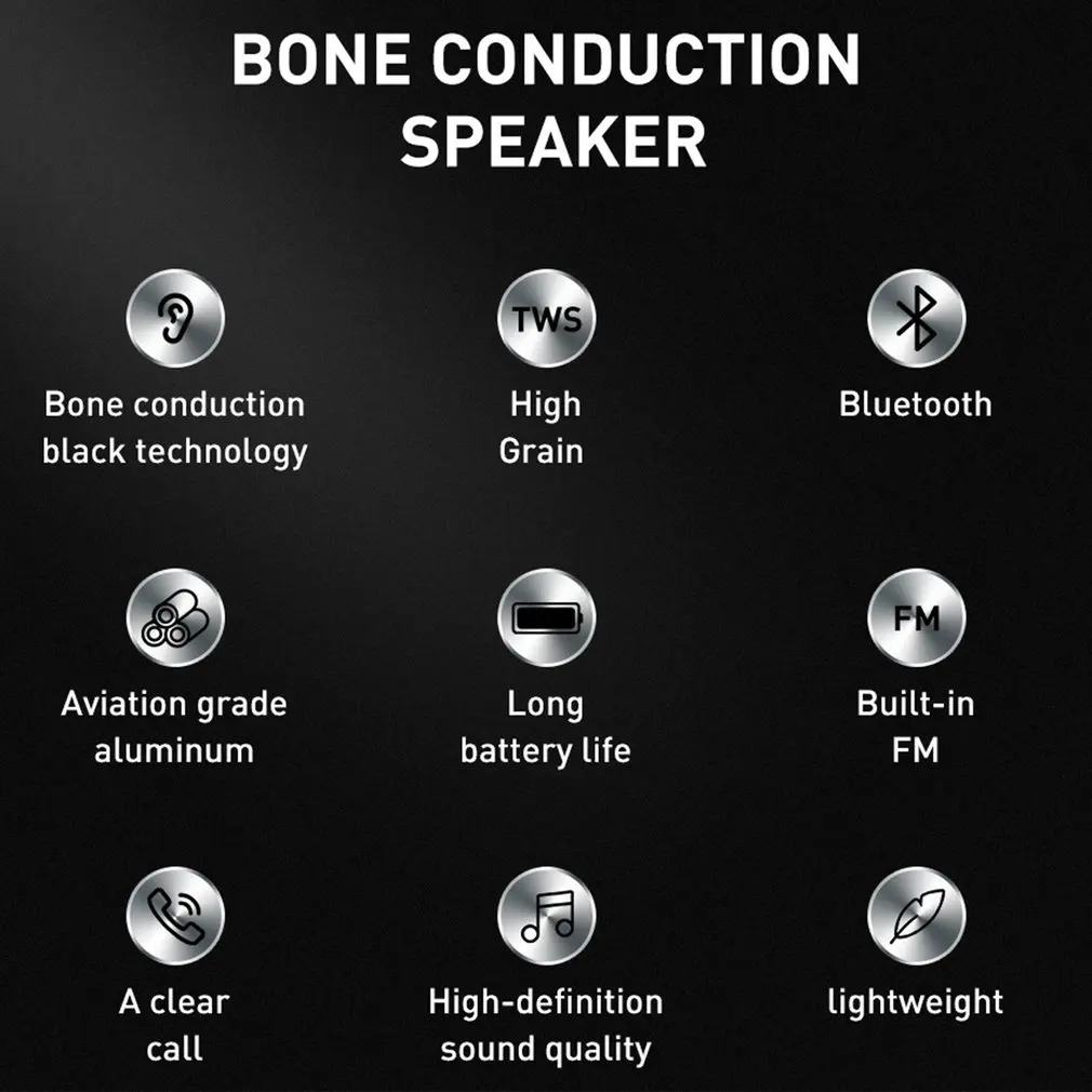 Wireless Bone Conduction Speaker Bluetooth TWS Stereo Dual Sound Channels Mini Audio Box Humbird Speaker with HD Call FM Radio