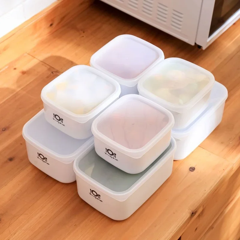 Rectangular Smal Medium Large Lunch Box Plastic Refrigerator Fruit Crisper Microwaveable Bento Box Food Storage Box 4