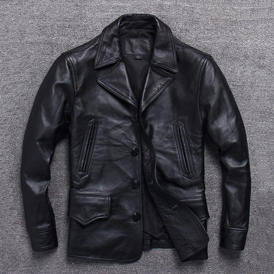 Men Genuine Leather Jacket Wind Coat Cowhide,men leather jacket