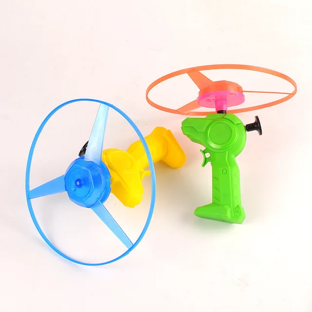 Funny Dinosaur Spinning Luminous Pull Wire Flying UFO LED Light Handle Flash Flying Toys for Kids Outdoor Game 1PC Random Color 4