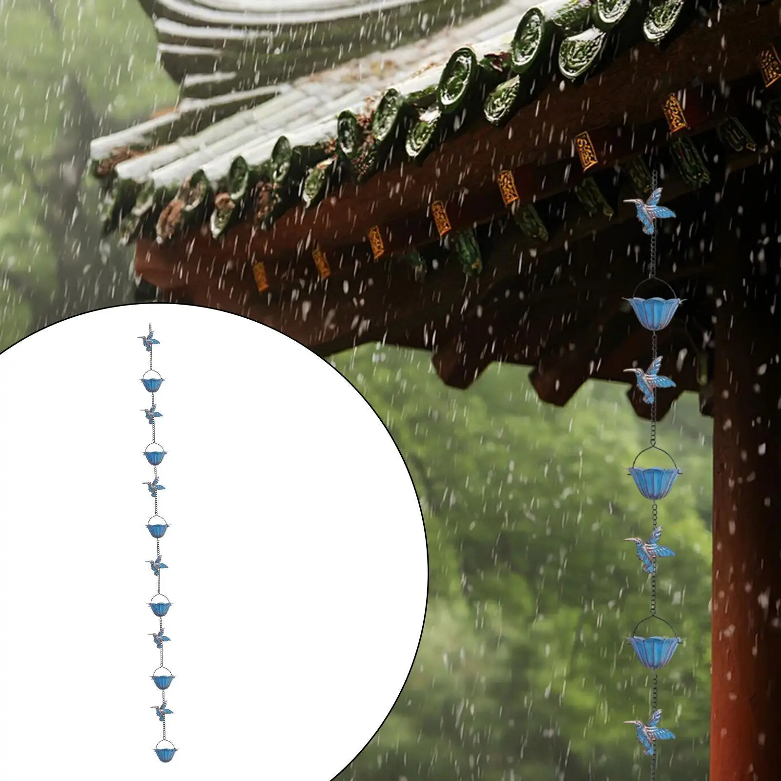Gutters Downspouts for Divert Water Villas Eaves Drainage Outdoor Rain Collector Cups Bird Rain Chains for Gutters Catcher Chain