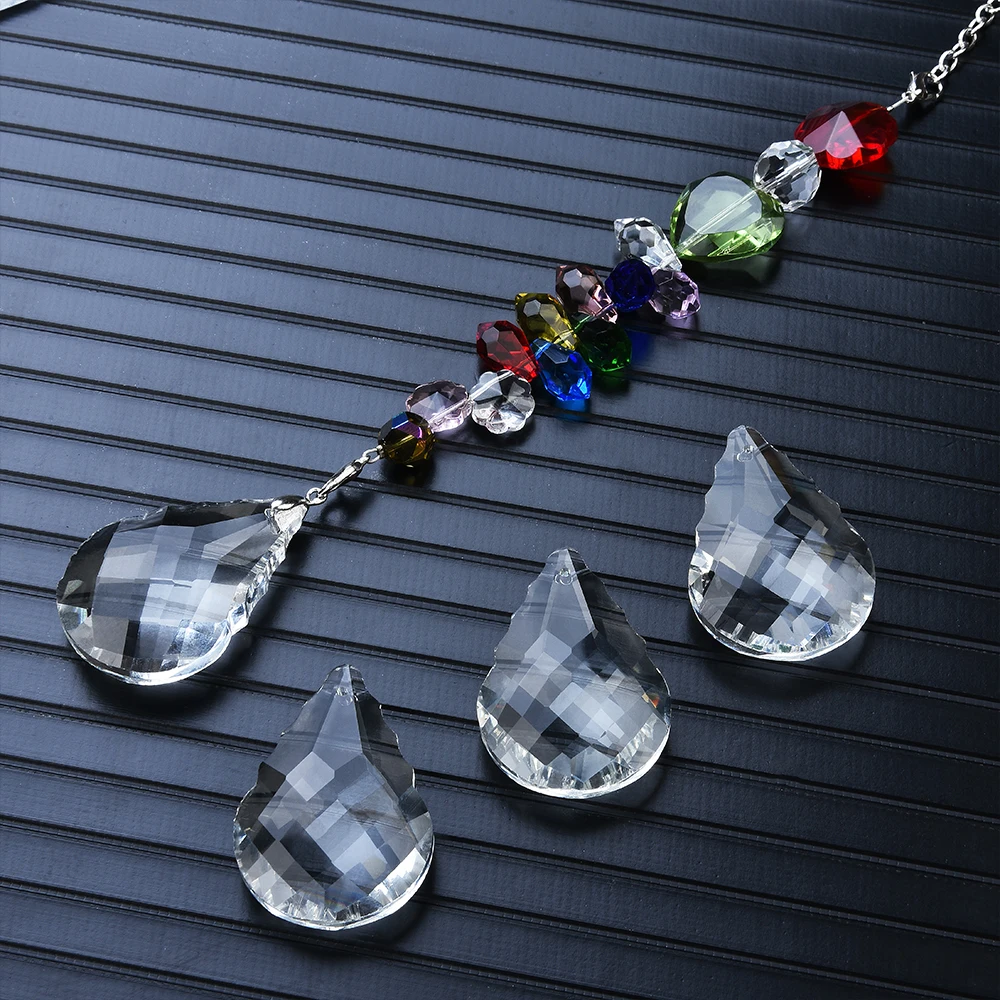 1Pc 50mm Crystal Glass Prism Suncatcher Rainbow Maker Hanging Oval Pendant For Window Ornament Chandelier Parts DIY Home Decor