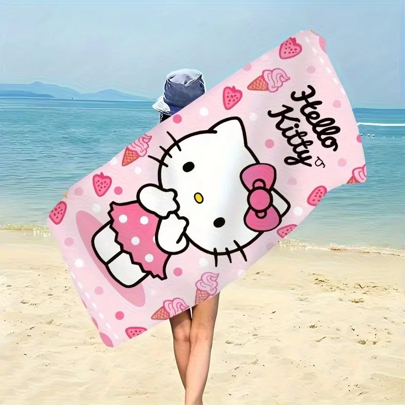 헬로 키티 비치 타월, 통기성 빠른 건조 소프트 샌드프루프 자외선 차단제, 서핑, 수영, 요가, 발렌타인 선물