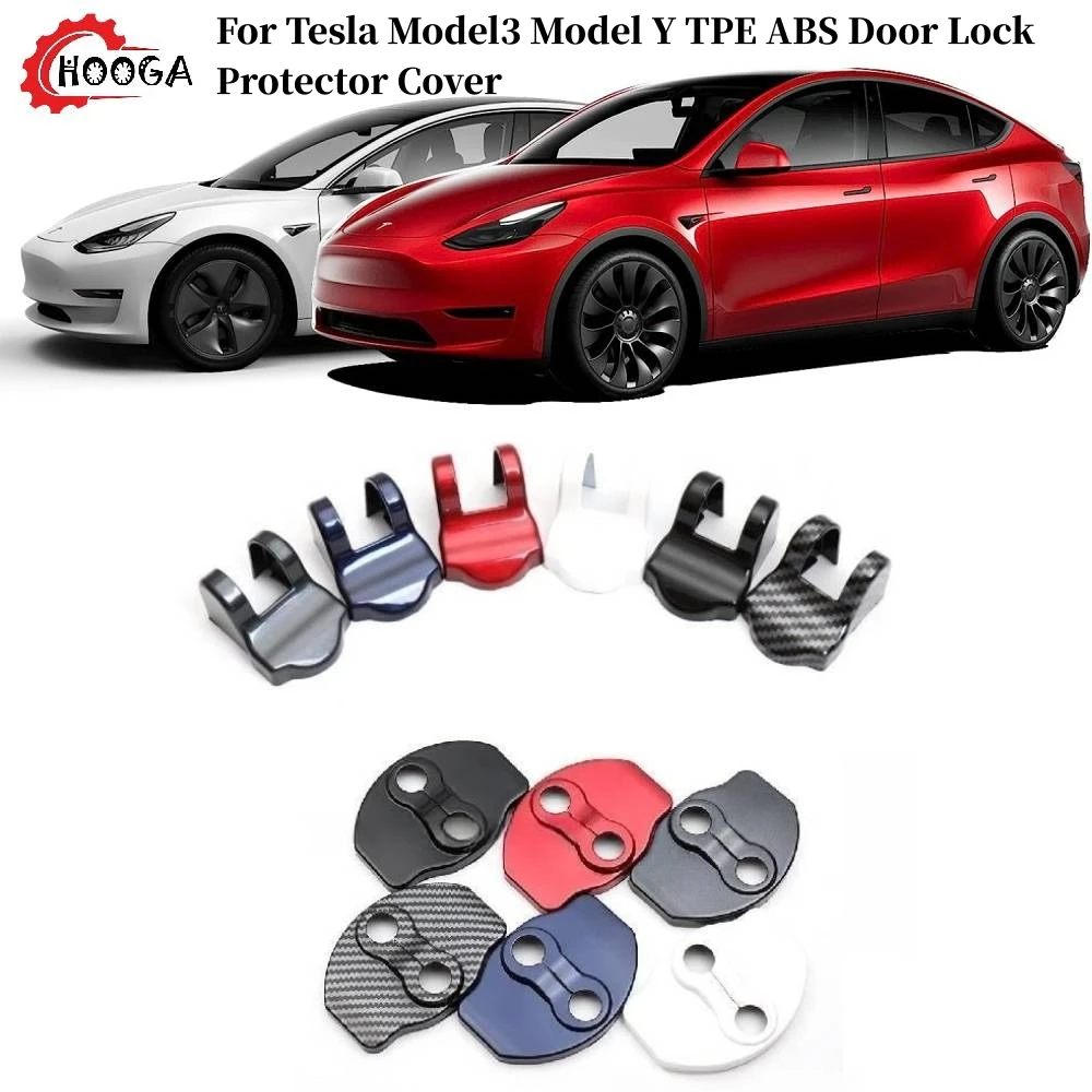 

For Tesla Model 3 Model Y Door Lock Protector Cover Latches Door Stopper Covers Set of 6 Interior Accessories Black Carbon White