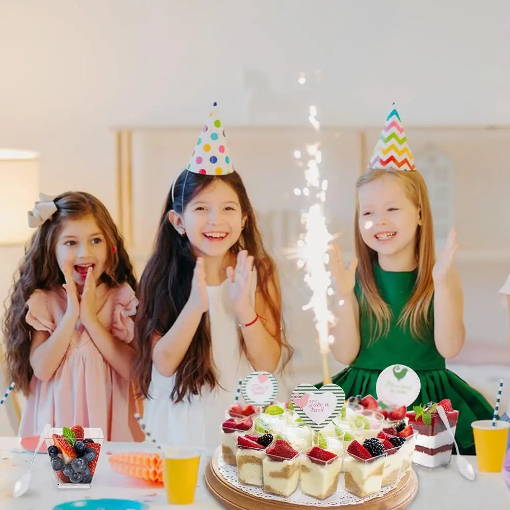 12pcs 일회용 플라스틱 무스 컵 클리어 사다리 스퀘어 푸딩 젤리 컵 엄밀한 디저트 스탠드 요구르트 항공 컵 150/200ml