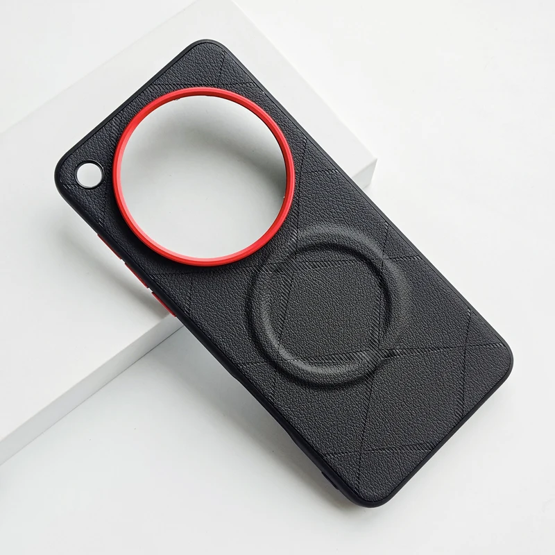 Luxurious Magnetic Embossed PU Leather Non-Slip Phone Case with Metal Camera Frame