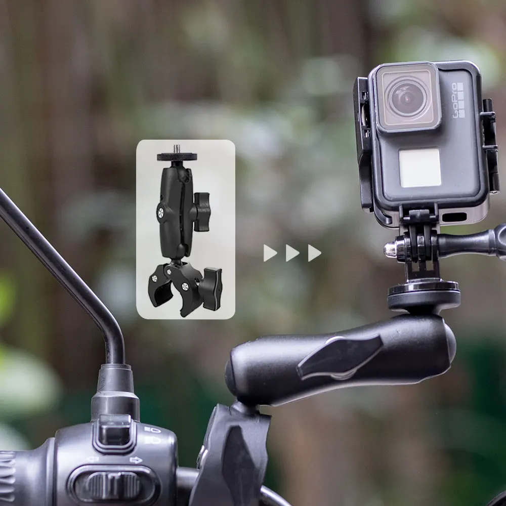 오토바이 자전거 카메라 거치대 보이지 않는 셀카 스틱 핸들 바 RAM 마운트, Insta360 X3 One RS X2 GoPro Max Hero 12 11 10 9