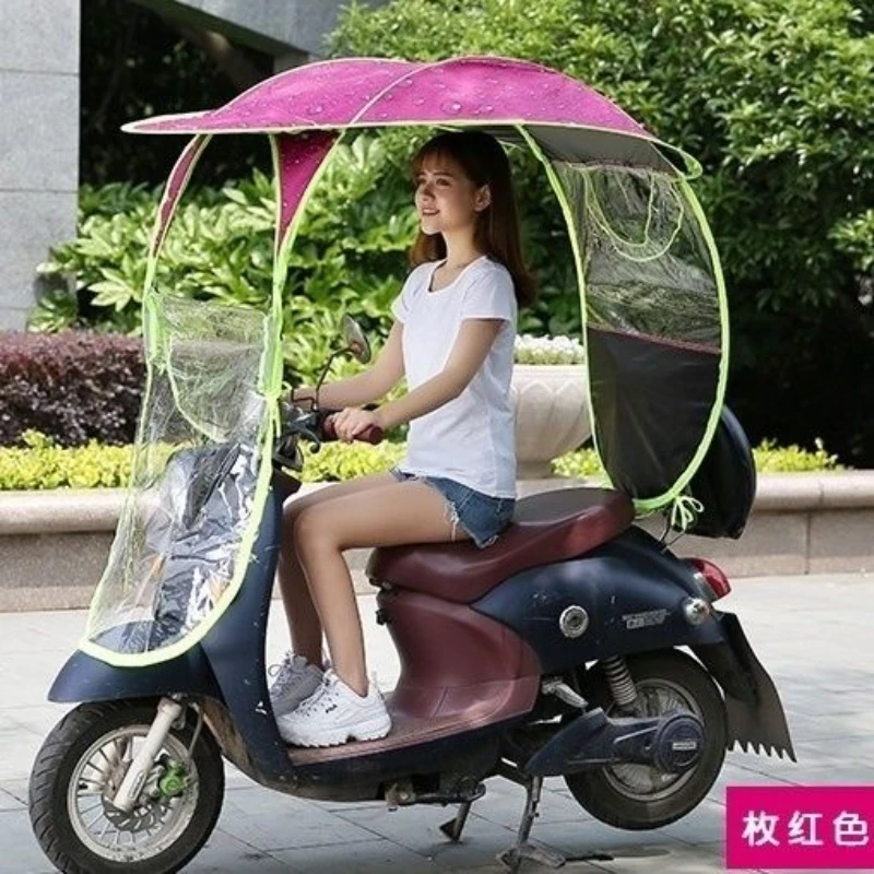 Black Ribbon Window Opening Electric Bike Canopy Cold Protection in Winter Rainproof and Sun Protection Sunshade Canopy Advertis