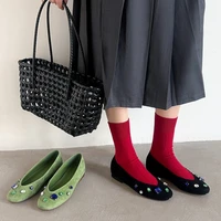 Luxury Colorful Gemstone Flats Women Comfortable Round Toe Shallow Suede Loafers for Ladies Elegant Brand Designer Casual Shoes - Image 6