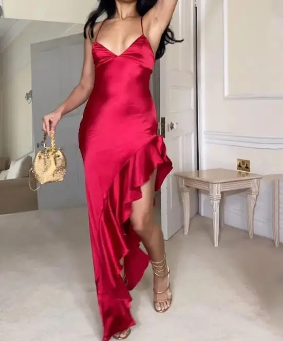 

New 2023 Women's Wear Hot Selling Casual Fashion Autumn Sexy Strap Solid Color Dress In Stock
