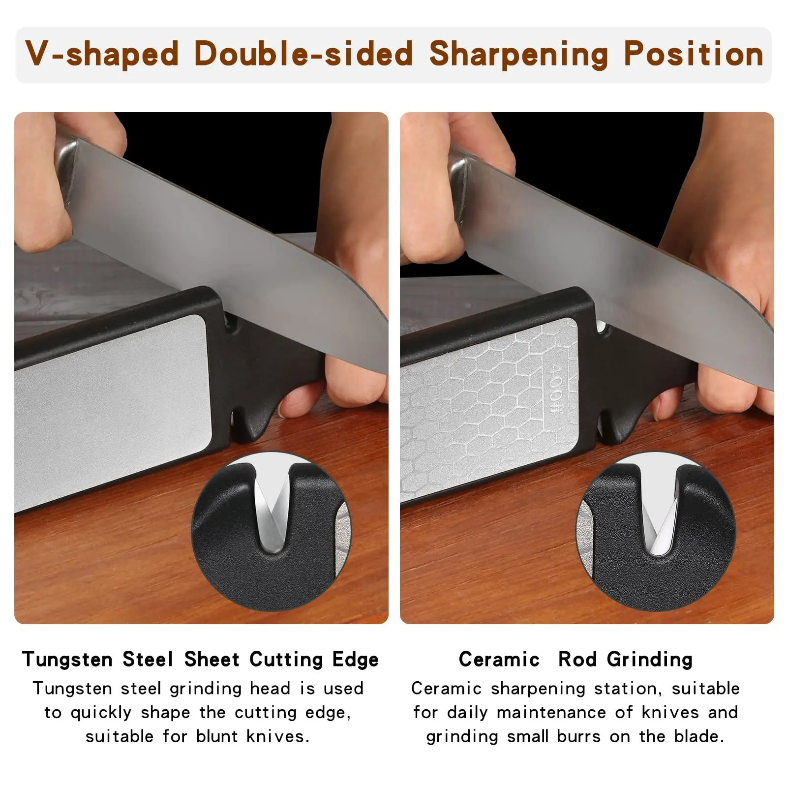5 In1 Knife Sharpener Diamond Bars 400/1000 Multi-Tool Kitchen Knives Tungsten Steel Ceramic Grinding Double-Sided Whetstone Kitchen