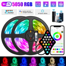 

WIFI Control LED Strip Light 5050 RGB Bluetooth LED Neon Lamp Flexible Diode Light Tape Ribbon For room Kitch Bathroom