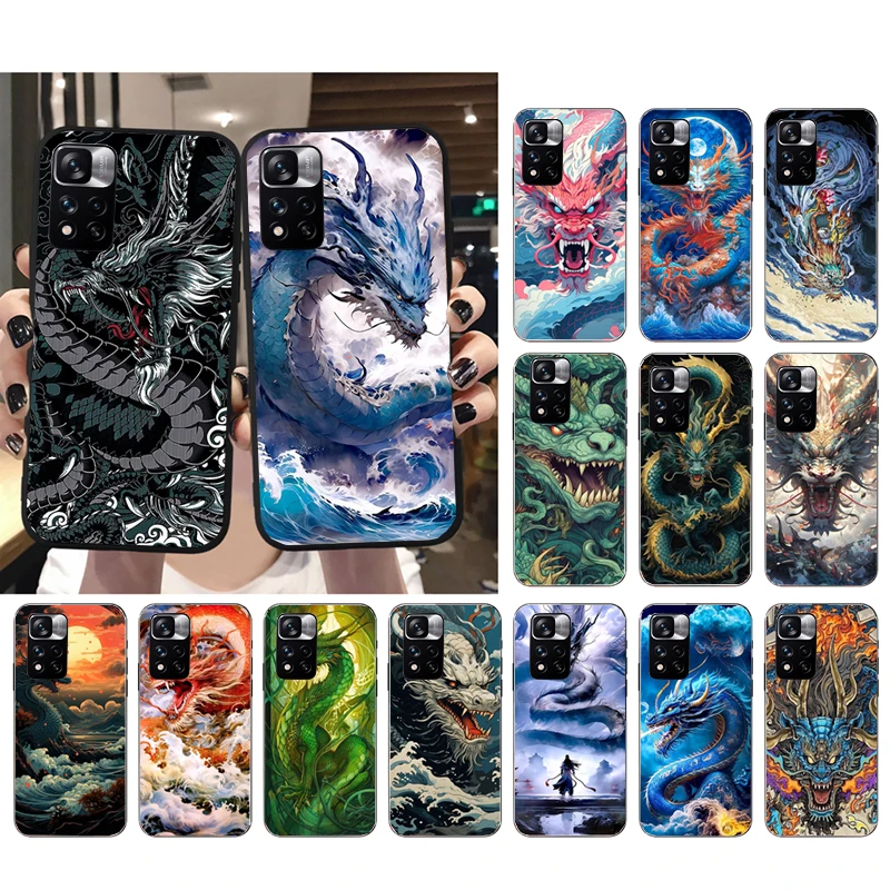 

Dragon Wave Art Phone Case For Xiaomi Redmi Note 12 Pro 11S 11 10 Pro 10S Note 12R 12S 12 ProPlus Redmi 10 9C