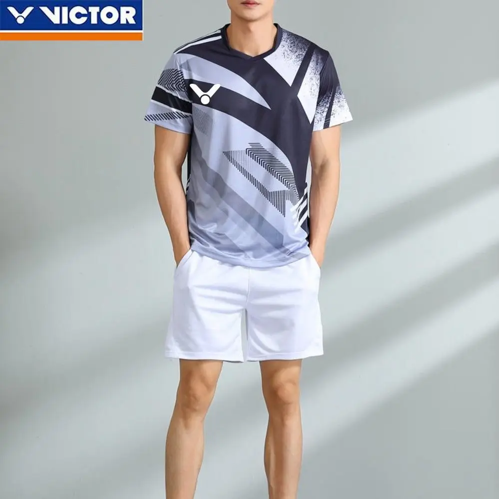 Victor New Badminton Jersey Quick-drying Men's and Women's Breathable Sports Tennis Short-sleeved Training Customization