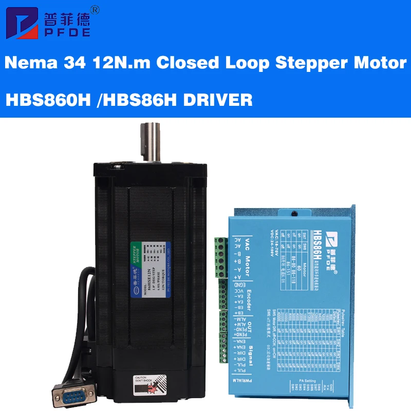 

Nema 34 12N.m Closed Loop Stepper Motor Kit Hybird Servo Driver 86 2 Phase Stepper Motor HBS86H + 86HSE12N