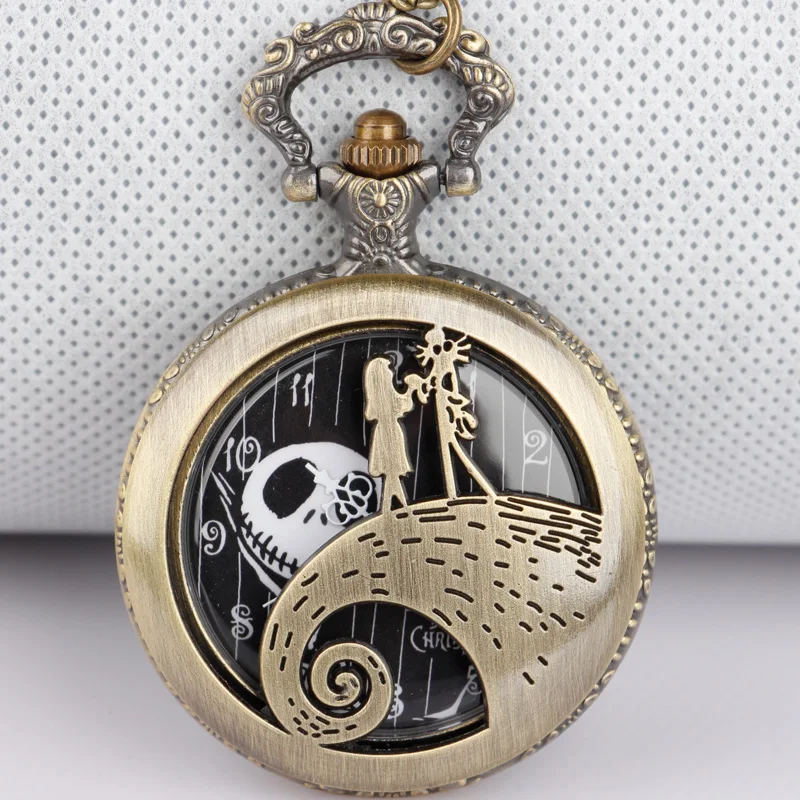

Hollow Out Little Girl Design Brown Vintage Pocket Watch Quartz Round Necklace Pendant For Gifts For Men And Women
