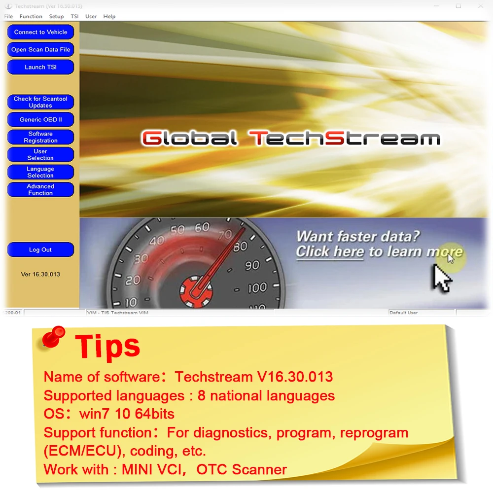 A Toyota Scanning Software Techstream V16.30.013 Új Ecm Ecu Mini Vci Átprogramozott Diagnosztizálása A Programozás Átprogramozása Kódolás