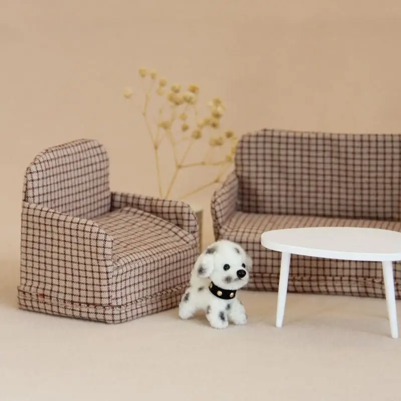 1/12 Puppenhaus Miniatur Sofa Modell Möbel für realistische Szene Dekore Kinder Rollenspiel Spiel Handwerk Projekt Dekoration – Detail 7