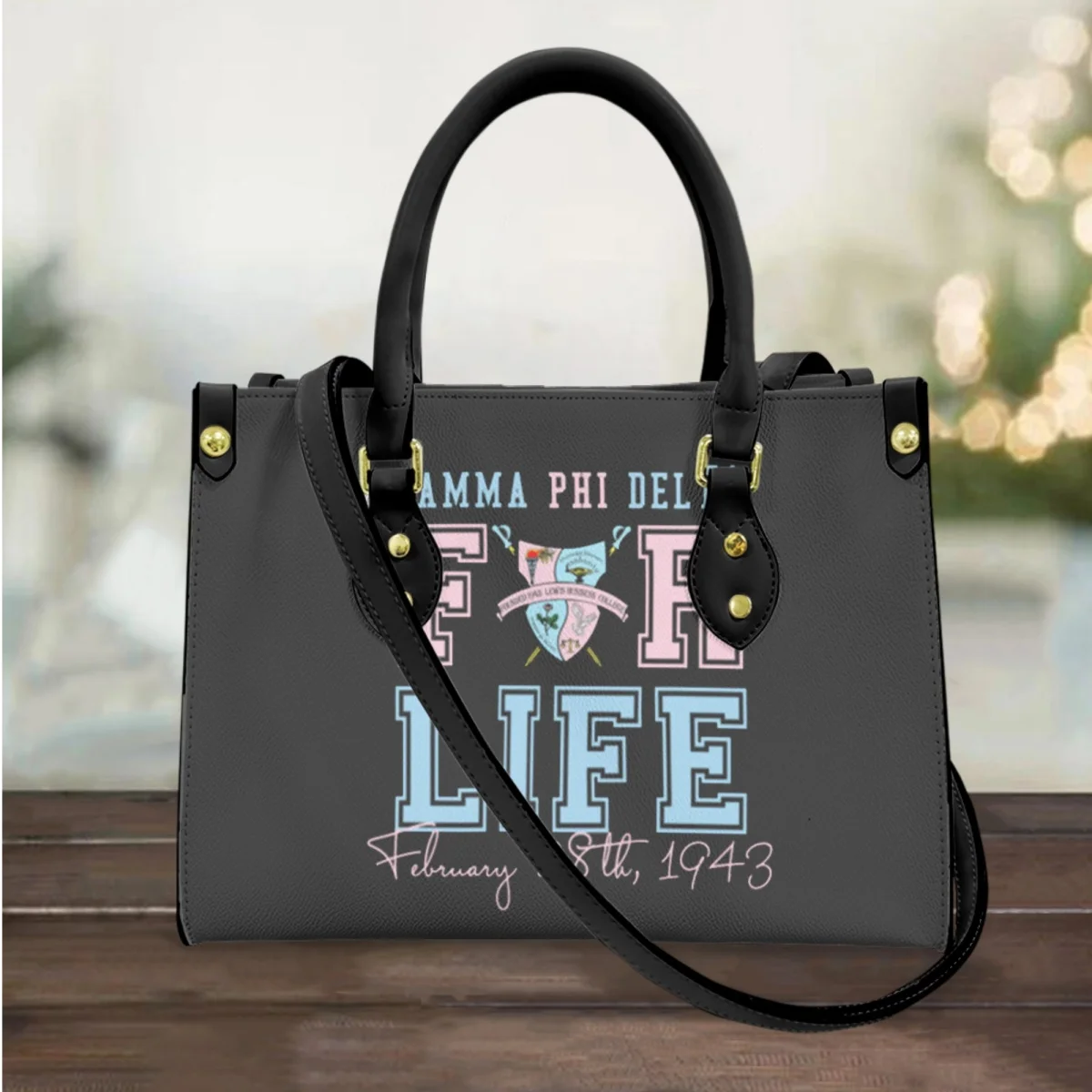 

Sorority Gifts Dropshipping Luxury Gamma Phi Delta Girls Portable Top Handle Vintage Shoulder Bag Stylish Commuter Elegant Totes